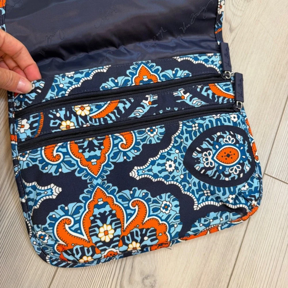 Vera Bradley Crossbody Messenger Bag Blue Orange Paisley Adjustable Strap